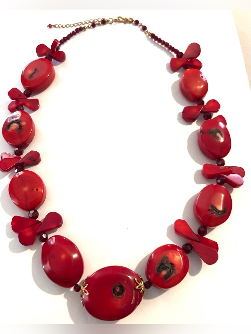 Elegant coral  Red Floral-Accent Statement Necklace - Women Jewelry